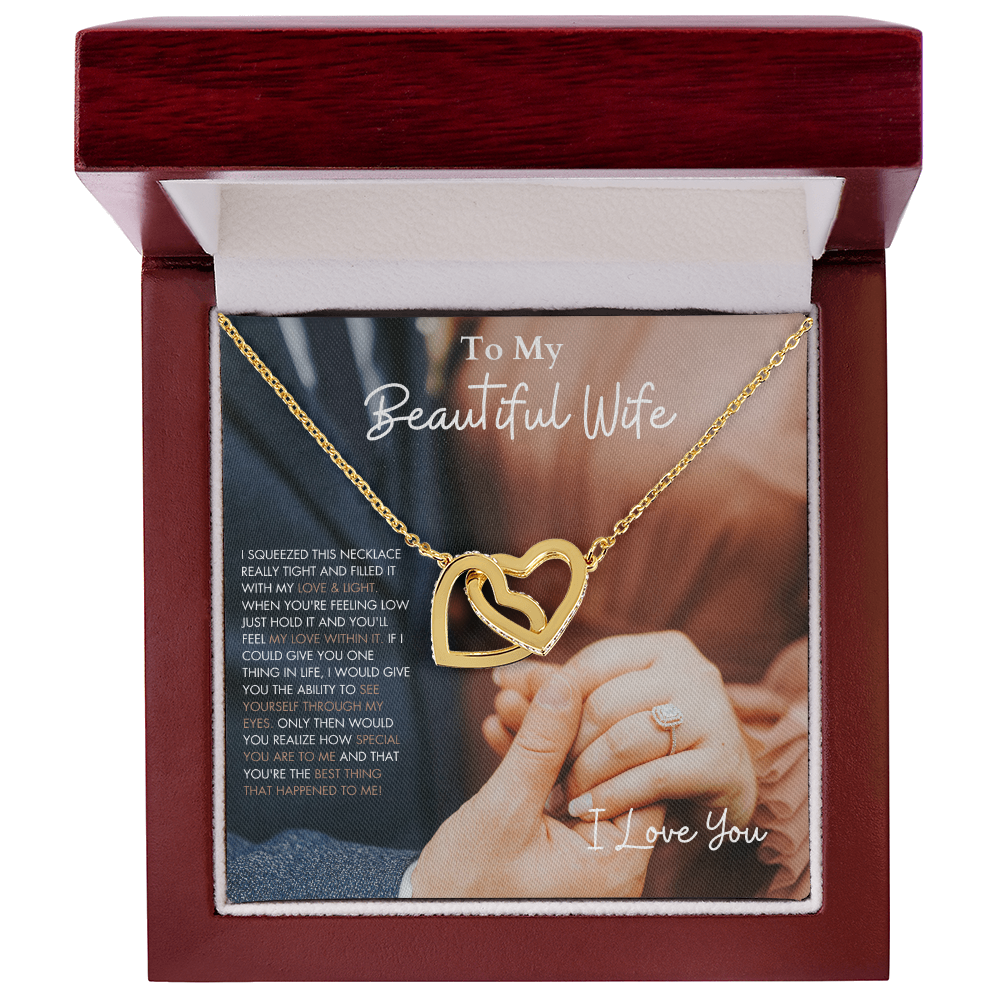 To My Beautiful Wife - Interlocking Hearts Necklace