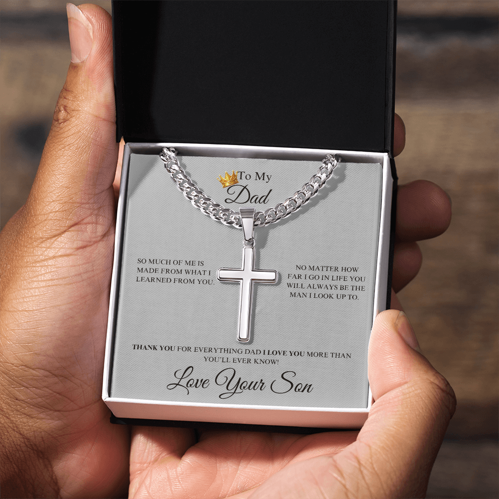 To My Dad From Your Son - Cuban Link Chain With Cross