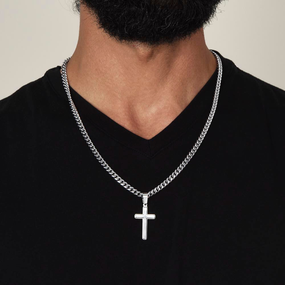 To My Dad From Daughter- Cuban Link Chain With Cross