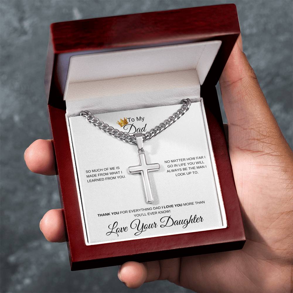 To My Dad From Daughter- Cuban Link Chain With Cross