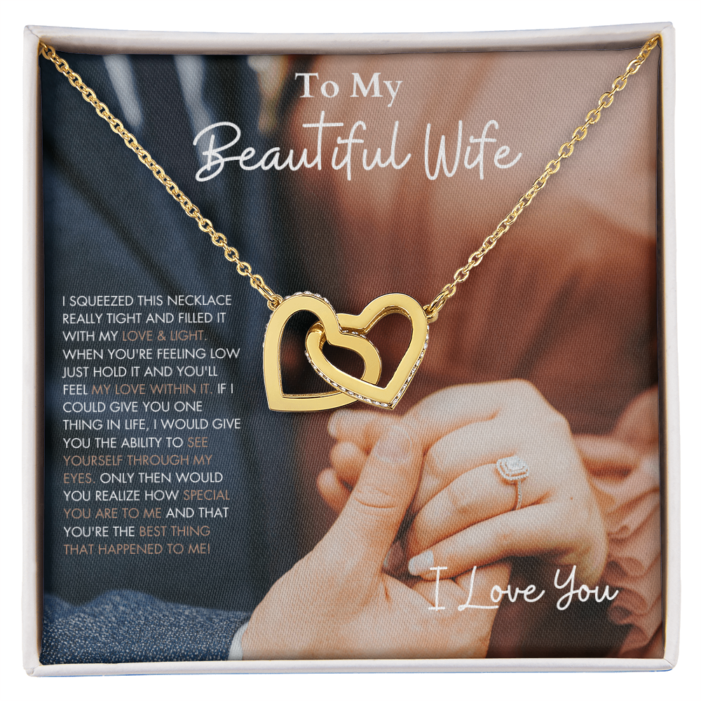 To My Beautiful Wife - Interlocking Hearts Necklace