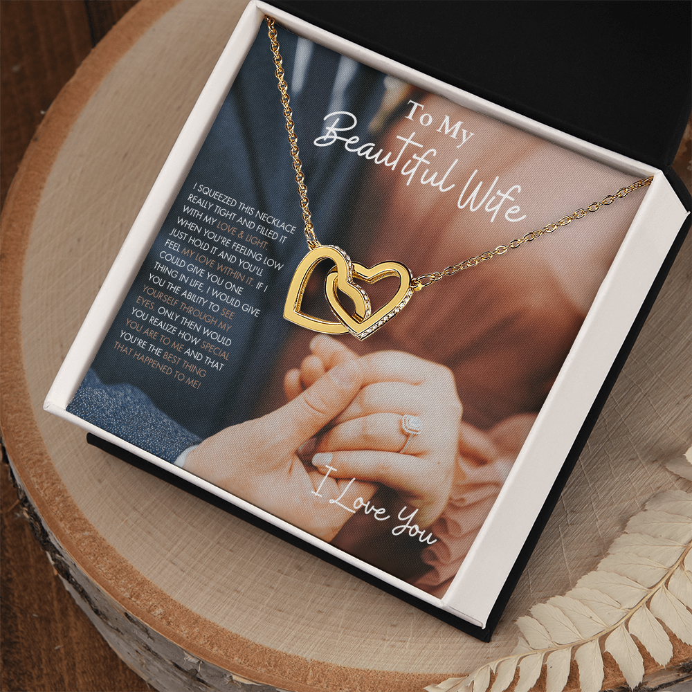 To My Beautiful Wife - Interlocking Hearts Necklace