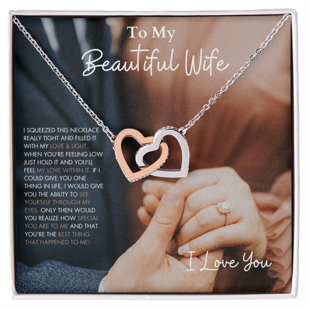 To My Beautiful Wife - Interlocking Hearts Necklace