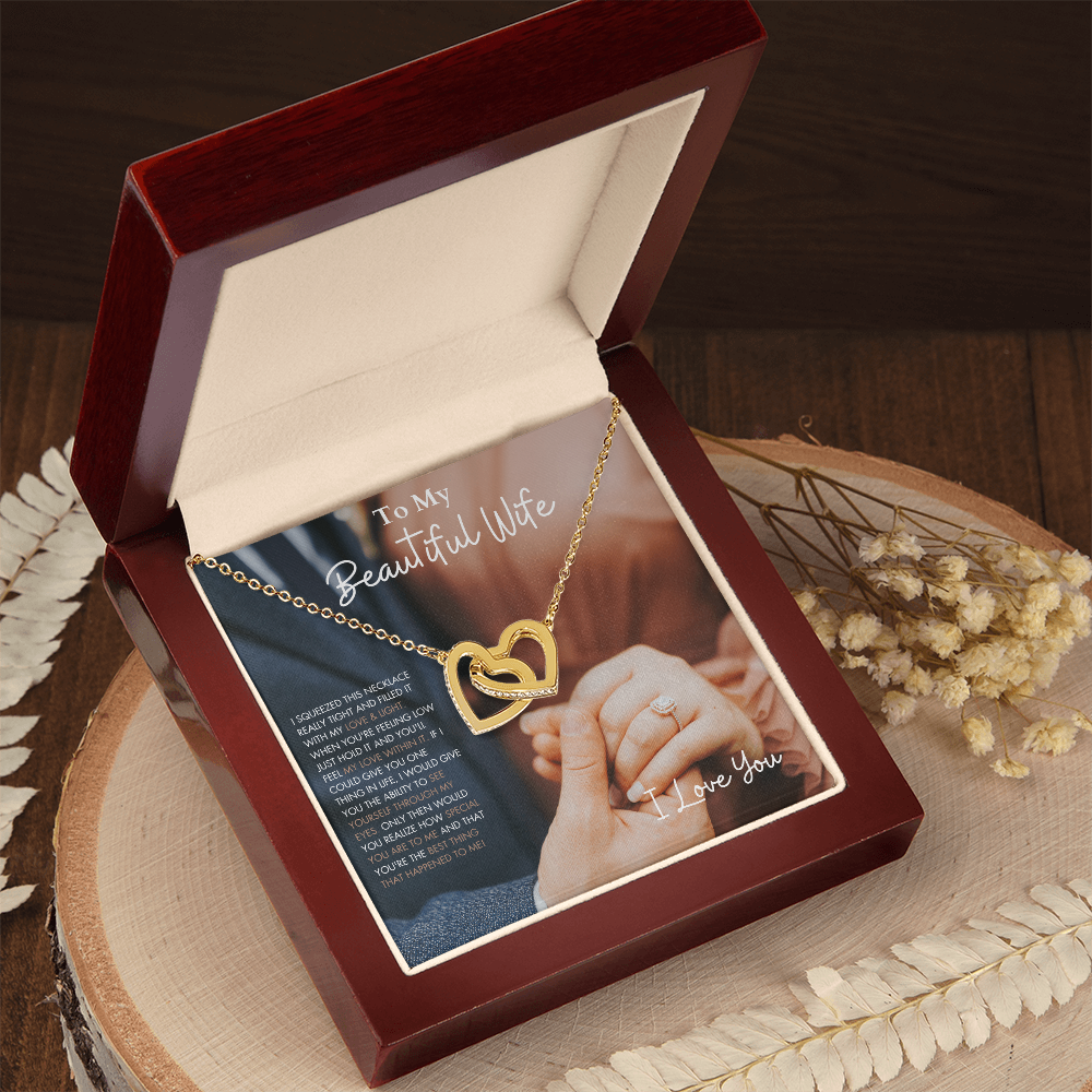 To My Beautiful Wife - Interlocking Hearts Necklace