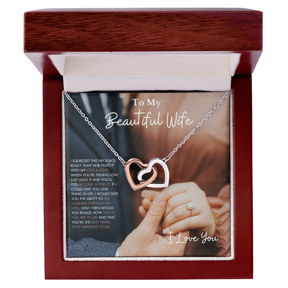 To My Beautiful Wife - Interlocking Hearts Necklace