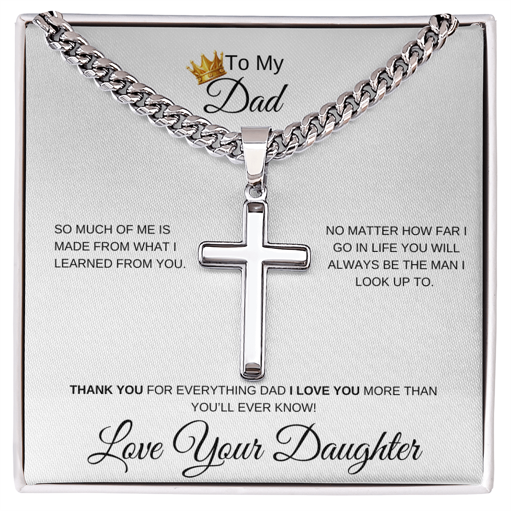 To My Dad From Daughter- Cuban Link Chain With Cross