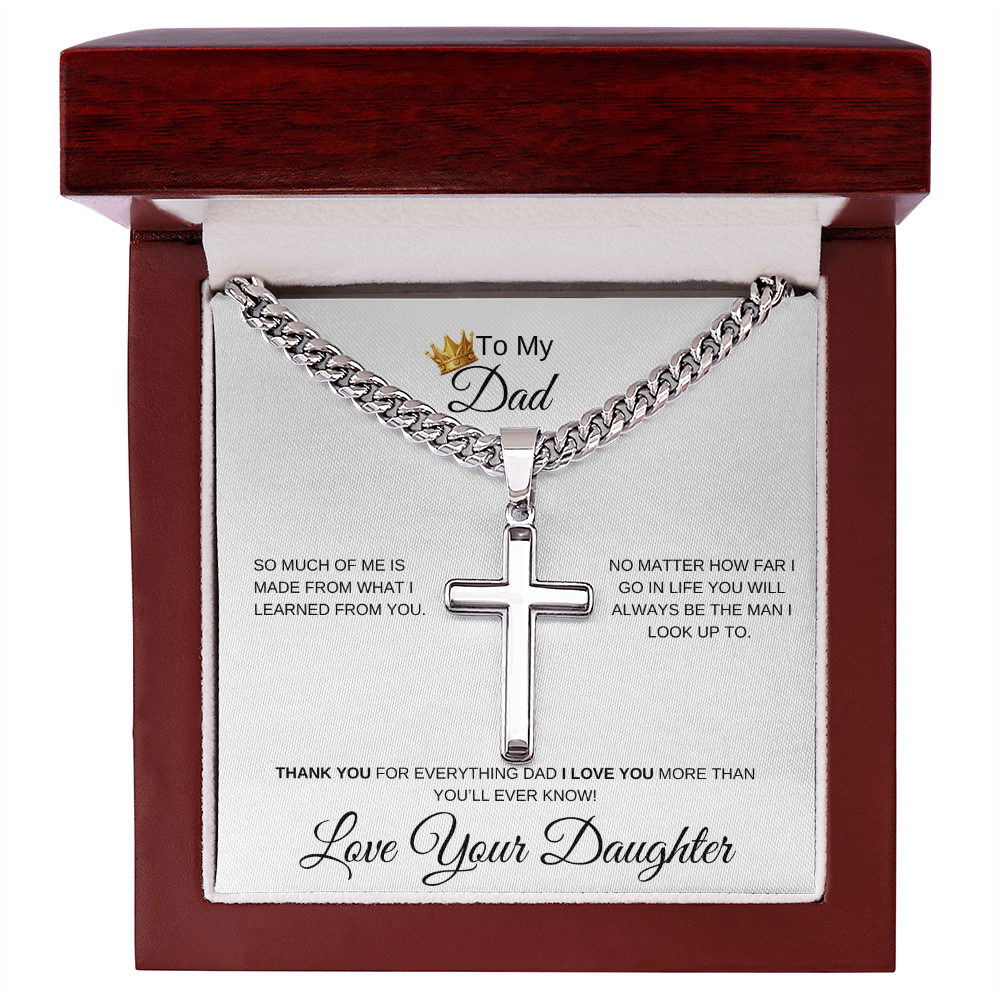 To My Dad From Daughter- Cuban Link Chain With Cross