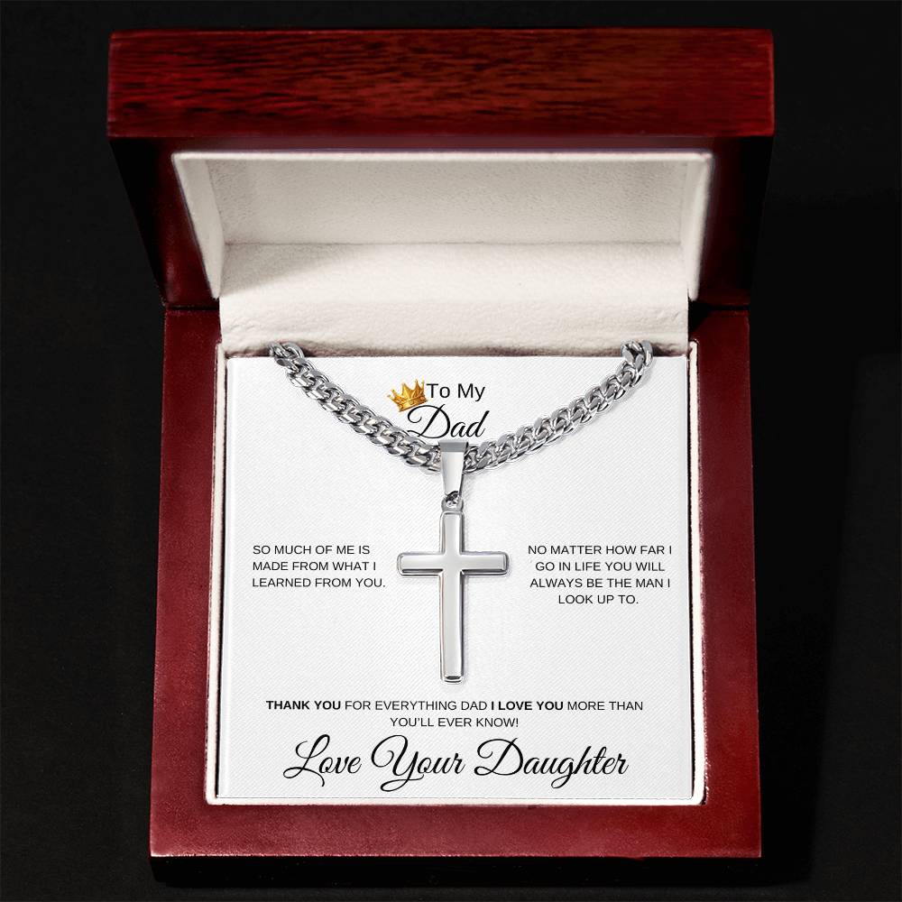 To My Dad From Daughter- Cuban Link Chain With Cross